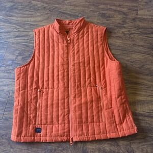 Ralph Lauren Vest Mens Orange Quilted Full Zip Sleeveless Puffer Outdoor Large